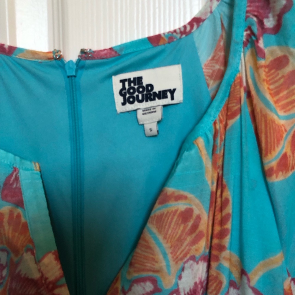Floral Midi Dress in Blue & Fushia by The Good Journey Sz Small - Picture 4 of 12